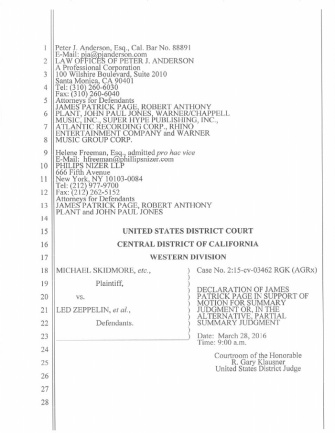 Declaración de Jimmy Page página 1