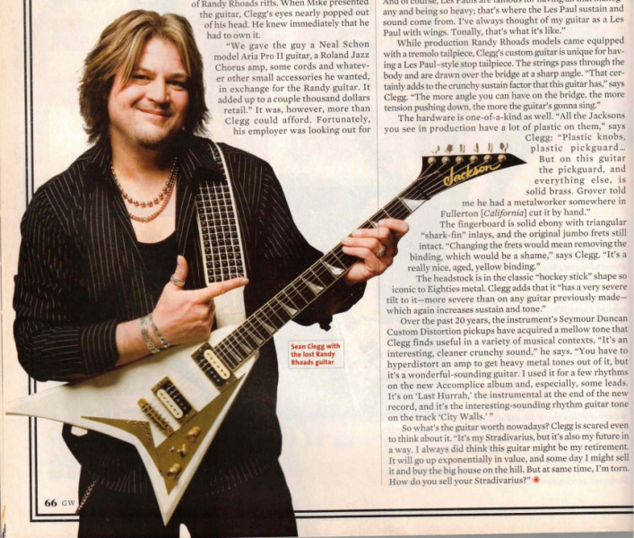Sean Clegg en el reportaje de Guitar World de 2007