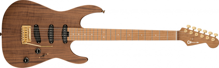 Frontal de la Charvel Pro-Mod DK22 SSS 2PT CM Mahogany with Walnut