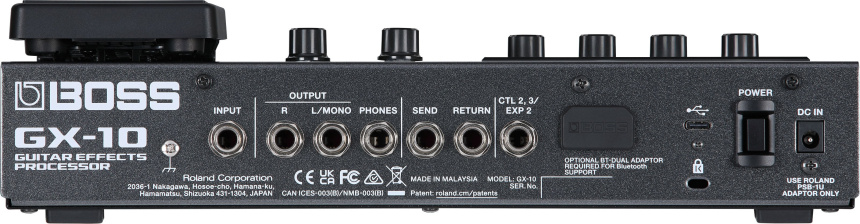 Panel trasero de la Boss GX-10