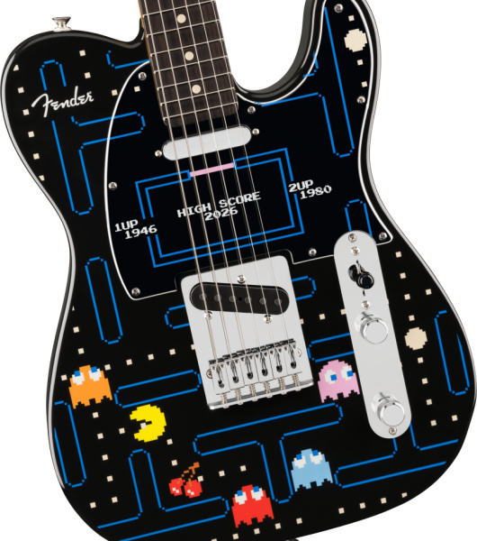 Player II Telecaster con el gráfico del videojuego Pac-Man