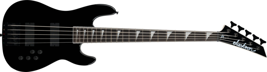 Bajo Jackson David Ellefson CB V Concert Bass de cinco cuerdas negro brillante con dos pastillas y herrajes negros vista frontal