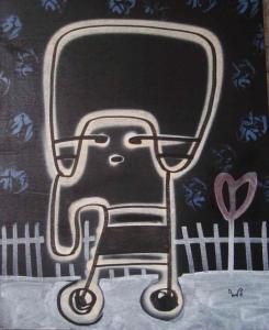 Niño en la noche Spray sobre tabla 50 x 61 cm..jpg