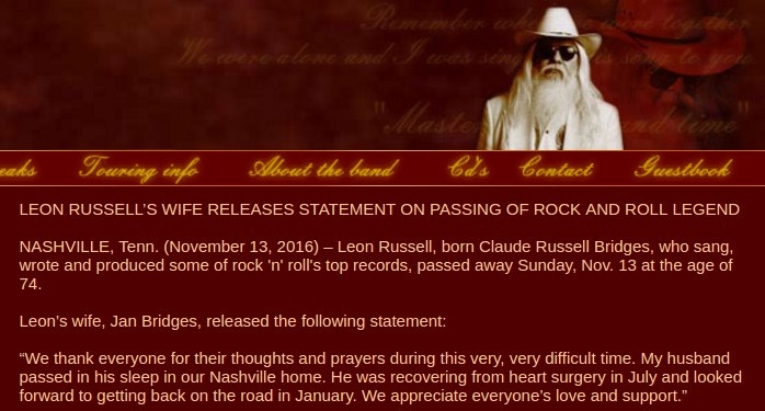 Comunicado Leon Russell