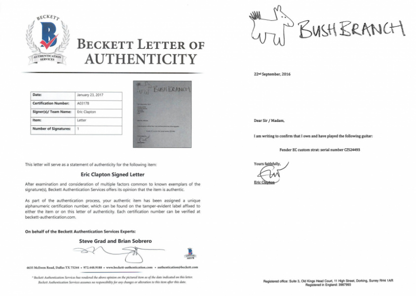 COA Fender Eric Clapton Royal Albert Hall