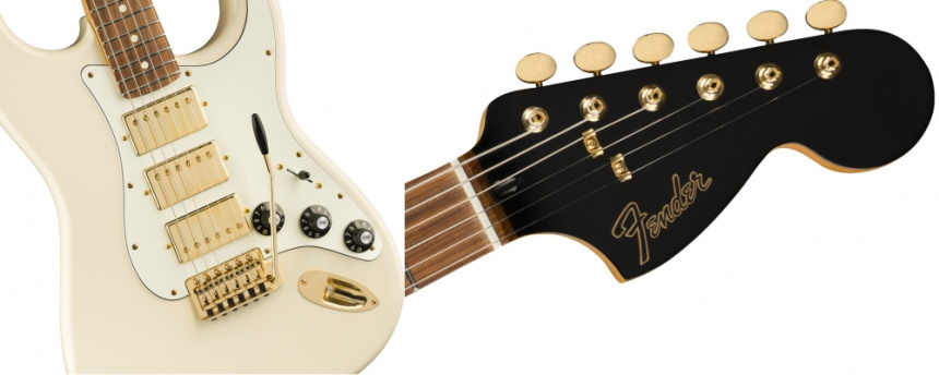 Limited Mahogany Blacktop Stratocaster front headstock