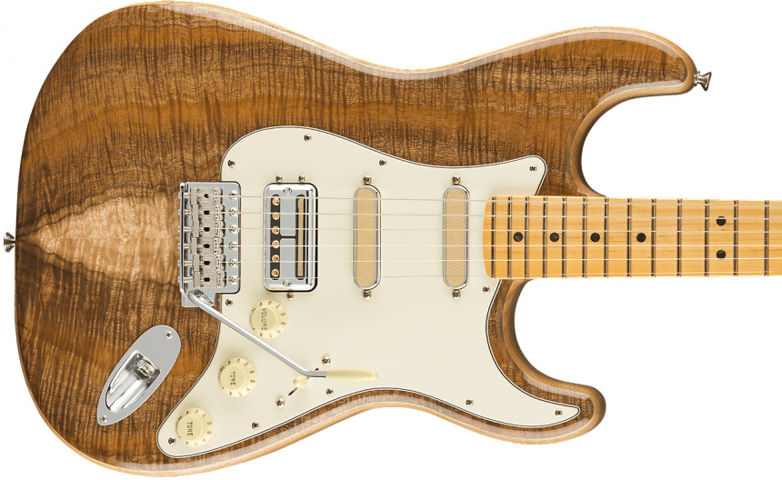 Koa Flame Ash Top Strat Pickups