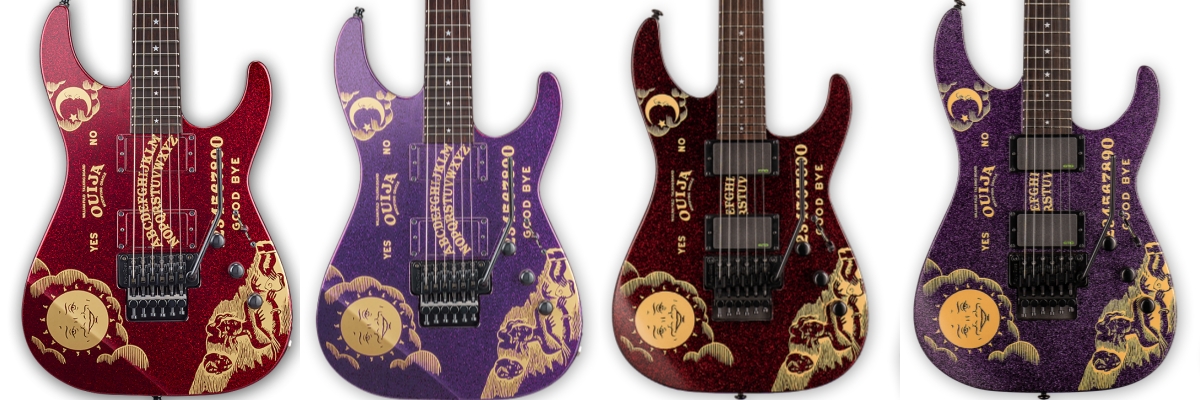 Uva sistema pasajero ESP y LTD Kirk Hammett Ouija con acabados Purple y Red Sparkle en edición  limitada | Guitarristas
