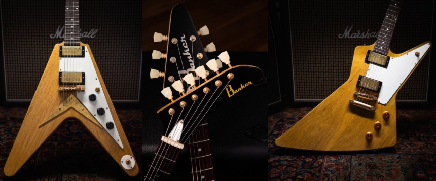 Banker Excalibur y Korina V body headstock