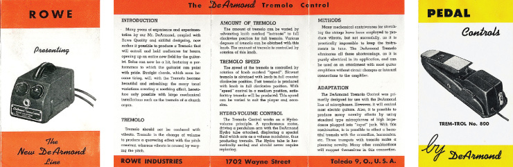 Panfleto publicitario del DeArmond Tremolo