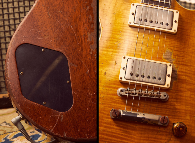 Detalles en cuerpo de la Gibson Kirk Hammett Green