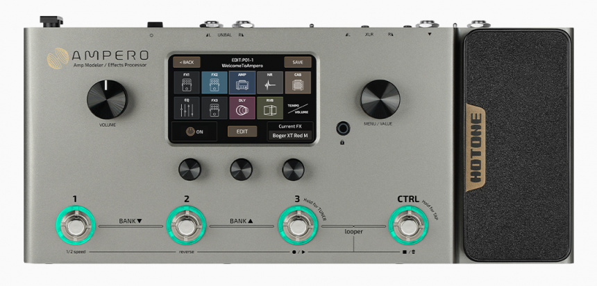 Frontal de la Hotone Ampero Silver Edition