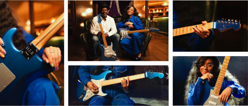 Collage de la Fender Limited Edition H.E.R. Stratocaster