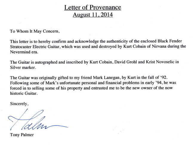 Carta de Tony Palmer