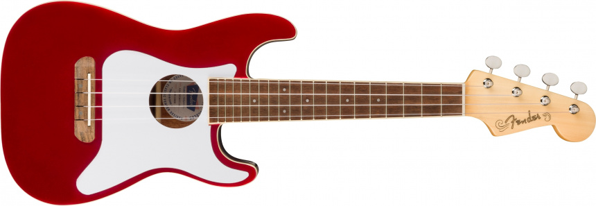 Fullerton Stratocaster Ukulele en Candy Apple Red