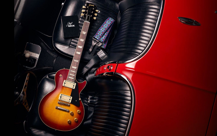 Gibson Jeff Beck “YardBurst” 1959 Les Paul Standard en asiento de coche