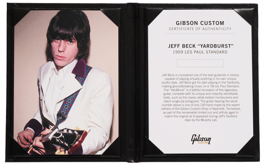 Certificado de autenticidad de la Gibson Jeff Beck