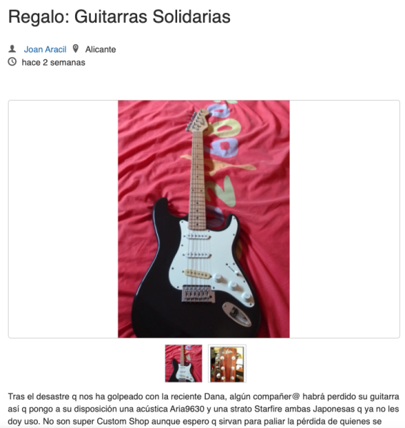 Regalo de guitarras solidarias