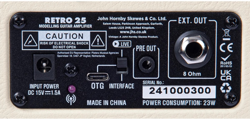 Panel trasero del Vintage Retro 25