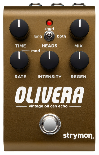 Panel frontal del Strymon Olivera Delay