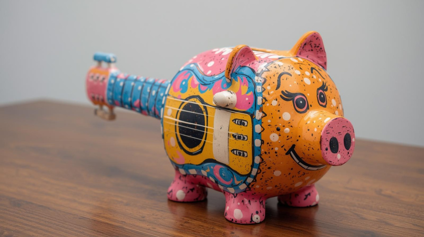 Hucha en forma de guitarra