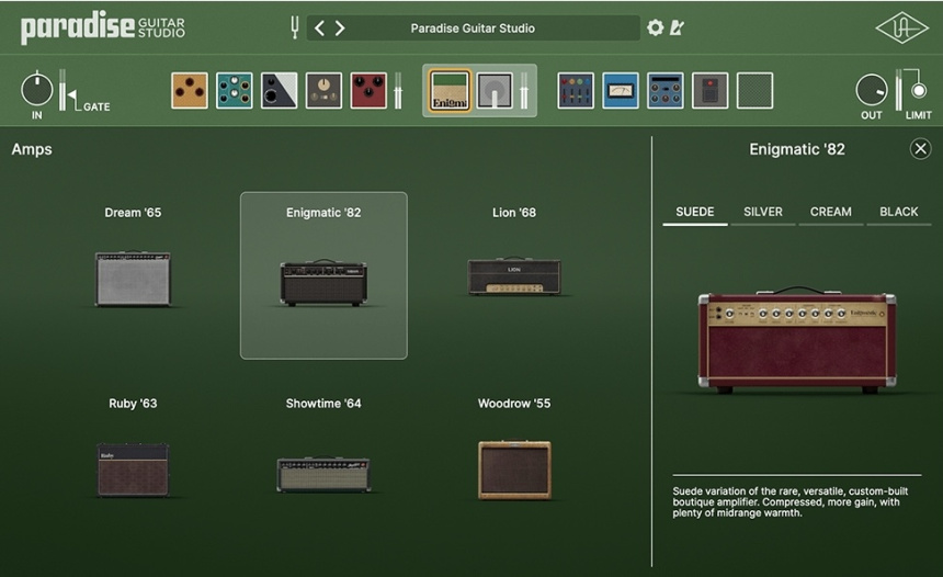 Amplis disponibles en Universal Audio Paradise Guitar Studio