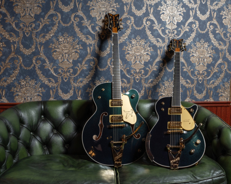 G6134TG-58 Limited Edition 1958 Custom Penguin with Bigsby y la G6136TG-58 Limited Edition 1958 Custom Falcon with Bigsby