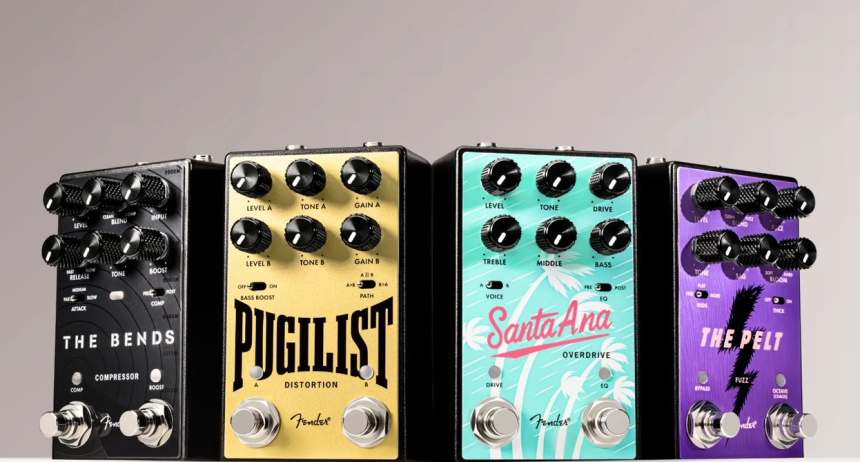Pedales Fender Pelt, Santa Ana, Pugilist y The Bends