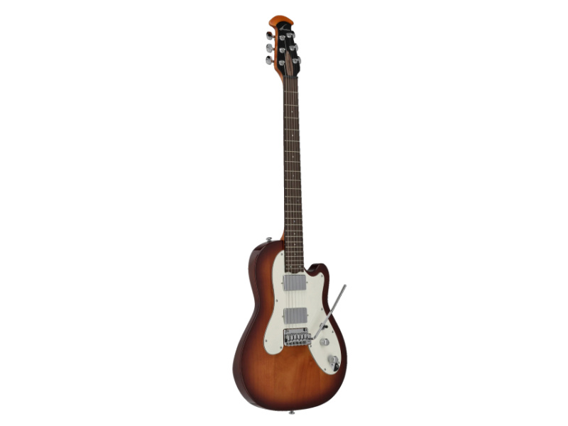 Guitarra entera de frente, modelo Ovation Viper IV-1 con acabado Honey Burst y golpeador crema