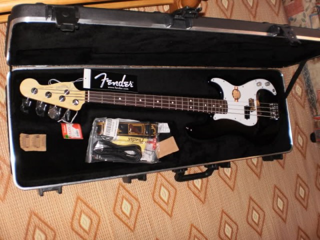 negro Kaish Golpeador de bajo con cable para guitarra Fender Precision Bass 