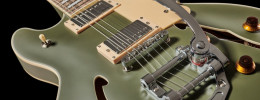 Harley Benton HB-35Plus Tremolo Olive Drab, la popular guitarra estilo 335, ahora con vibrato tipo Bigsby