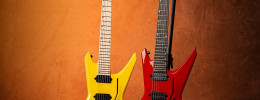 Jackson Dave Davidson Warrior WR7, signature de 7 cuerdas en Ferrari Red y Yellow para el líder de Revocation