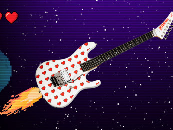 Kramer NightSwan Pixel Hearts con un acabado inspirado en los videojuegos Arcade de los 80