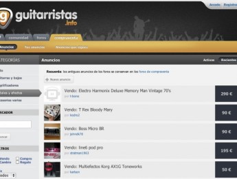 Nueva sección Compraventa en Guitarristas.info