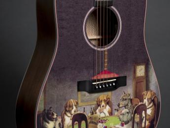 Un toque artístico en la nueva Martin D-16E PD Poker Dogs