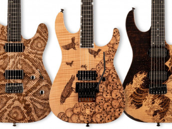 ESP USA Pyrograph Series, 3 guitarras con gráficos pirograbados en la madera