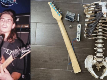 Construye una guitarra eléctrica usando el esqueleto de su tío muerto