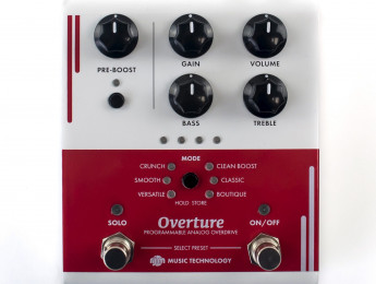 RJM Overture: pedal analógico programable con 6 overdrives y hasta 100 presets vía Midi