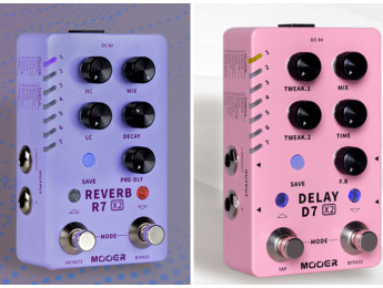 Mooer R7 X2 y D7 X2, las versiones estéreo y con doble footswitch de los pedales D7 y R7