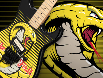 Una cobra protagoniza la guitarra Baretta Strike First de la Kramer Custom Graphics Collection