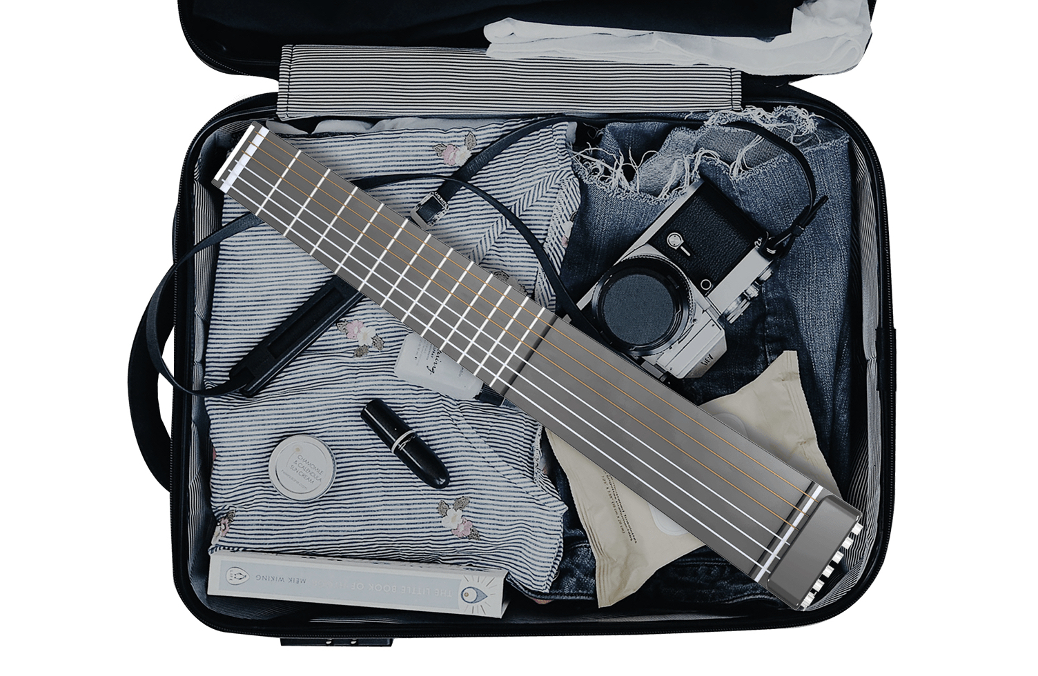 Minicorda es una guitarra acústica de viaje con mástil hueco que