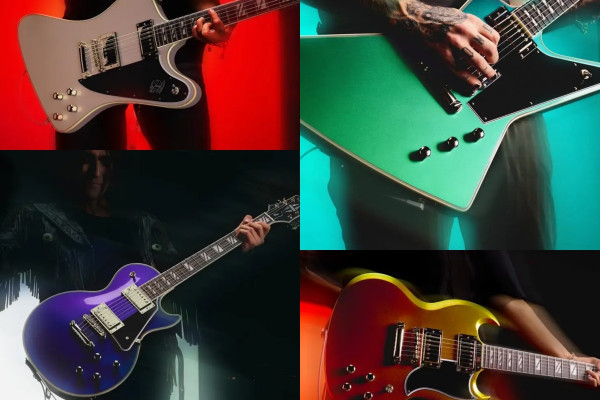 Epiphone Futura Series con trastes de acero, nuevas pastillas, y acabados que cambian de color según la luz