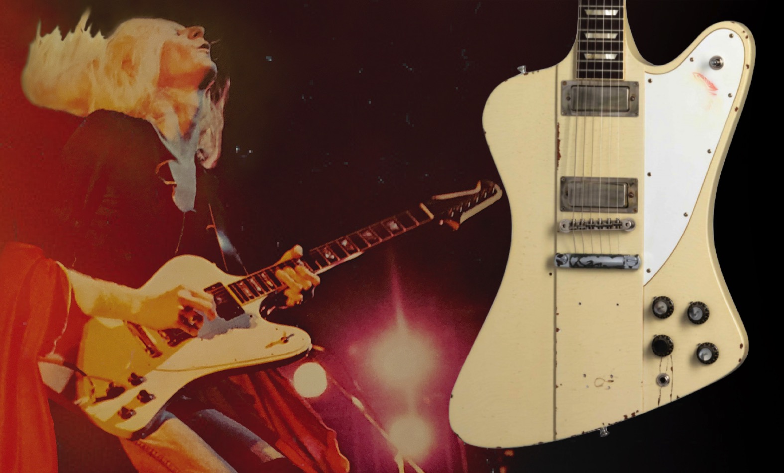 La Gibson Johnny Winter 1964 Firebird V es una réplica de la guitarra del legendario blues man